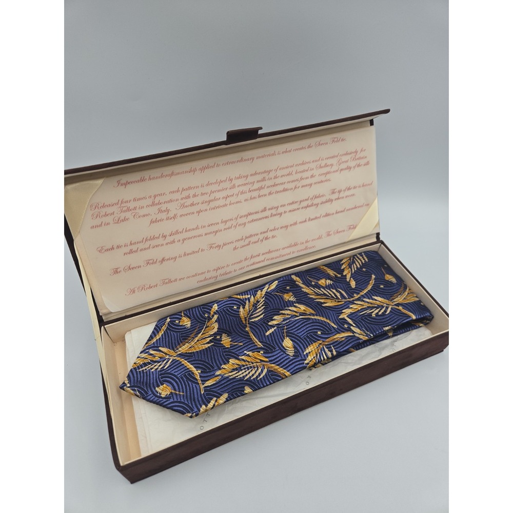 Seven Fold Robert Talbott Tie Limited Edition Blue Leaf #4/2017 Silk Italy